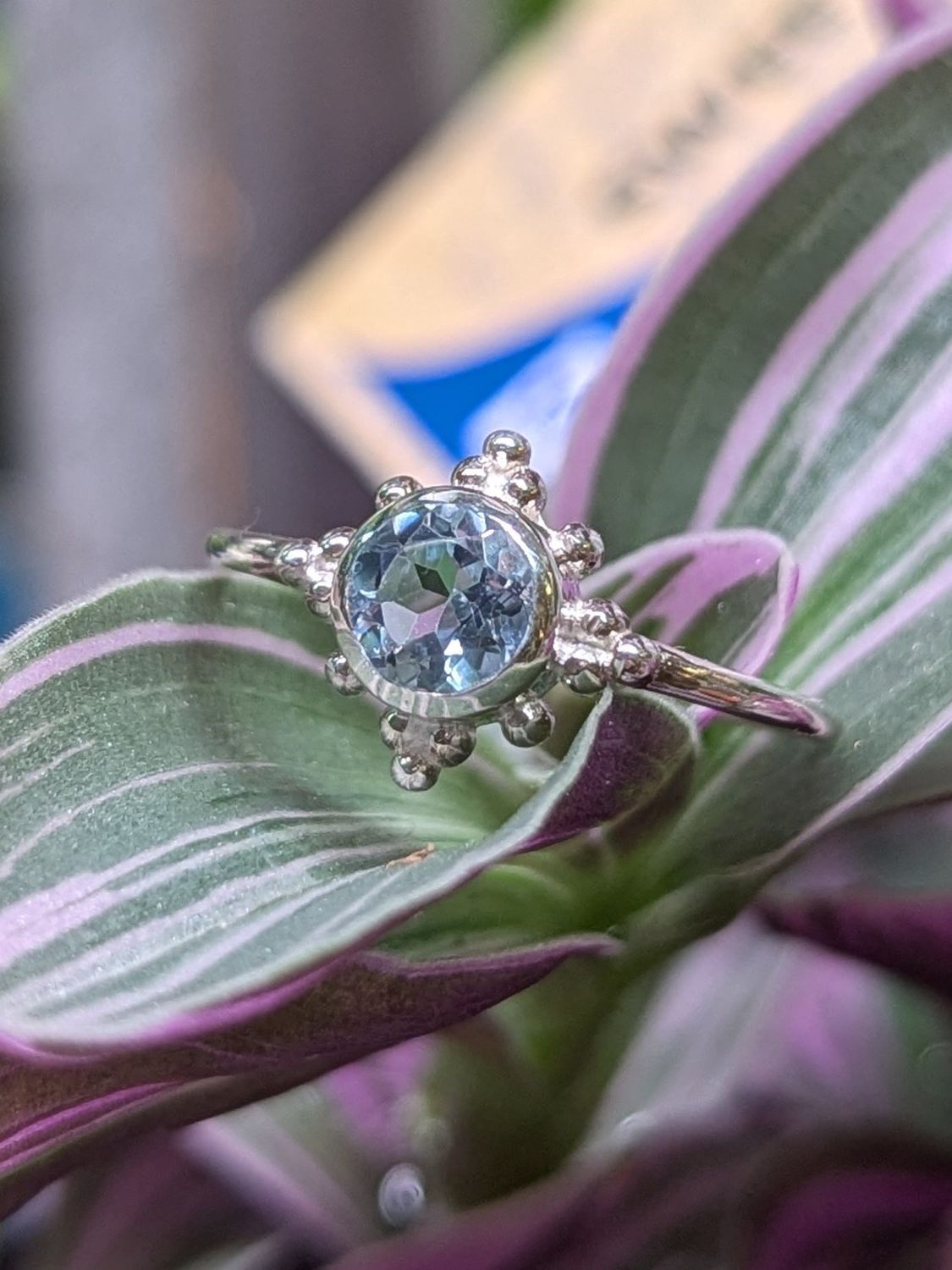 Faceted Topaz Sun Sterling Silver Ring (7.5)