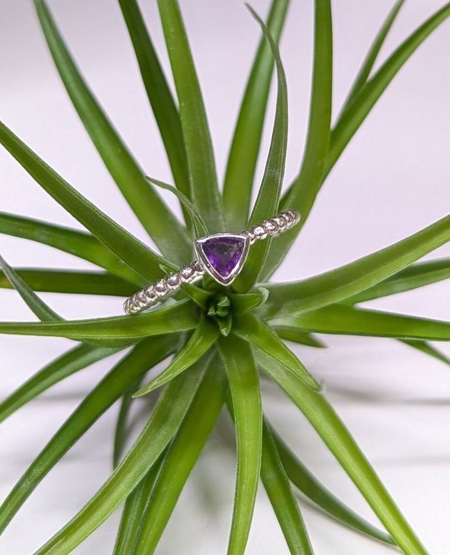 Triangle Amethyst Sterling Silver Ring (8)