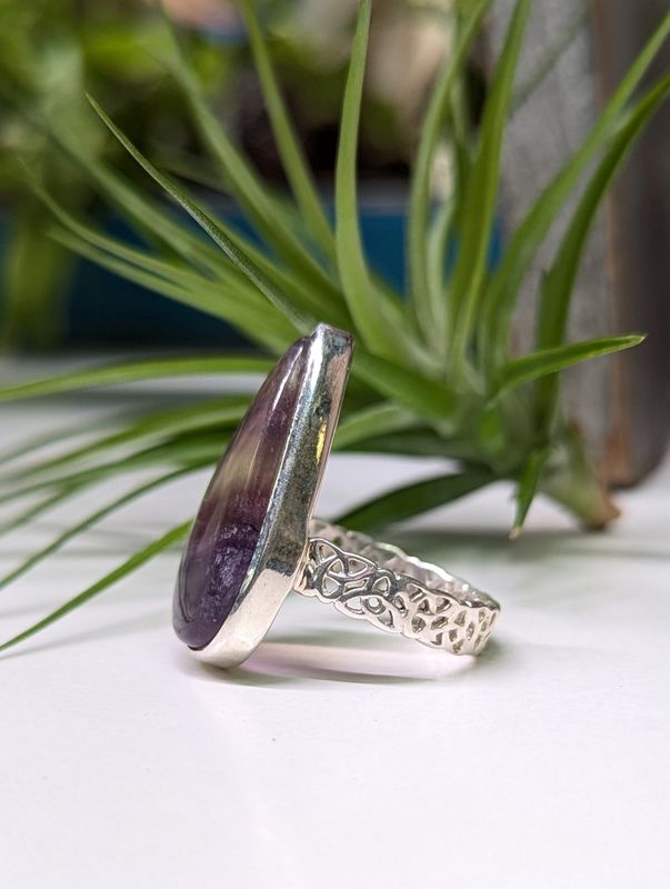 Large Teardrop Fluorite Sterling Silver Ring (9)