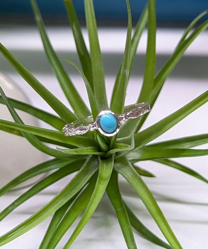 Dainty Oval Turquoise Sterling Silver Ring (9.5)
