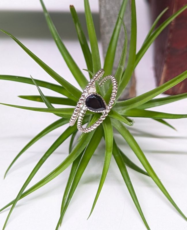 Black Onyx Double Band Sterling Silver Ring (9)