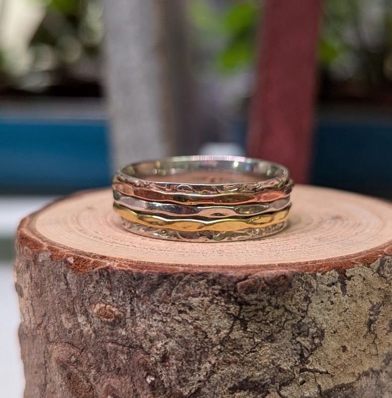 Mixed Metal Triple Outer Band Spinner Ring (11)