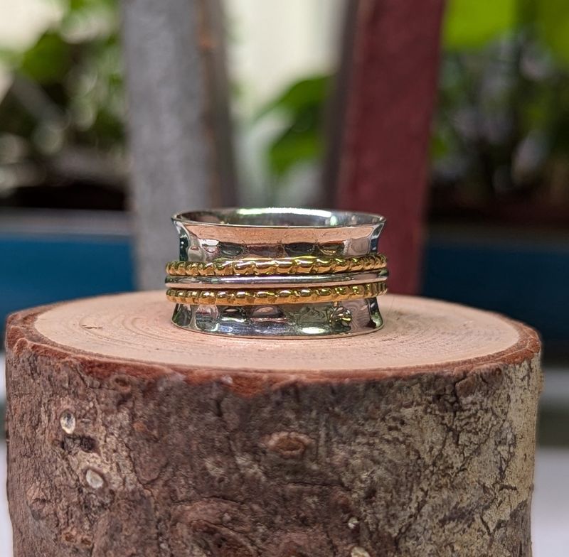 Mixed Metal Hammered Spinner Rings (9)