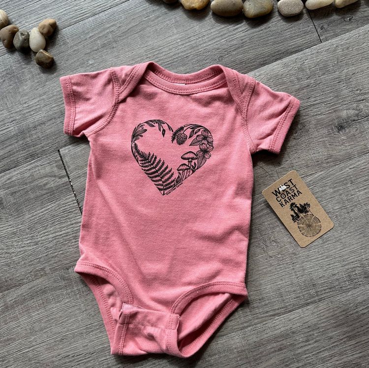 Heart Creation Baby Onesie in Mauve 6 Months
