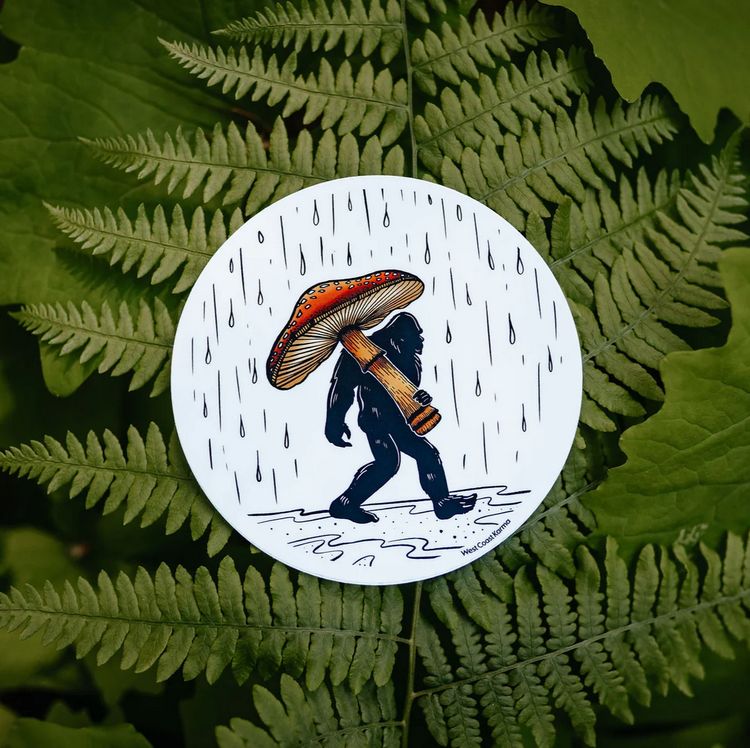 West Coast Colourful Amanita Sasquatch Sticker
