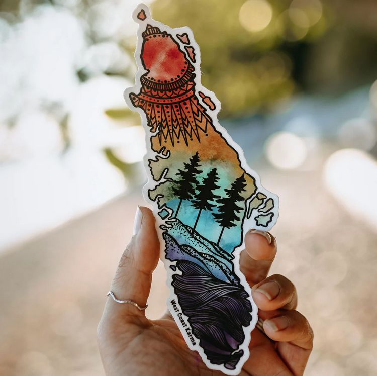 Watercolour Vancouver Island Rainbow Sticker