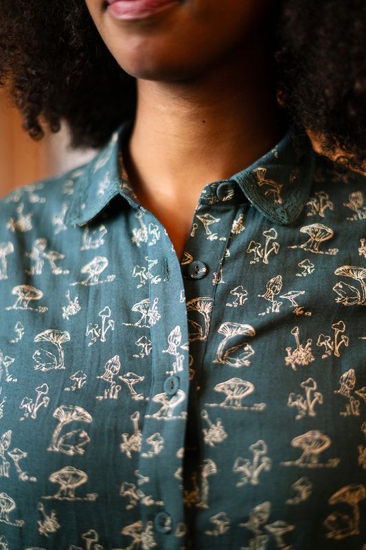 Dark Teal Magical Mushroom Blouse