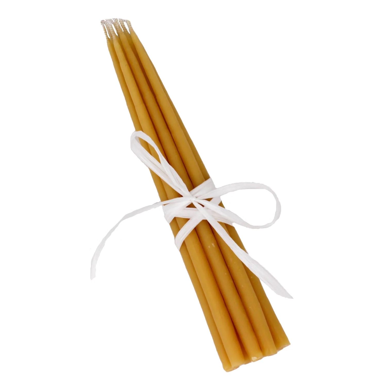 10 Pack of 8&quot; Natural Beeswax Thin Tapers