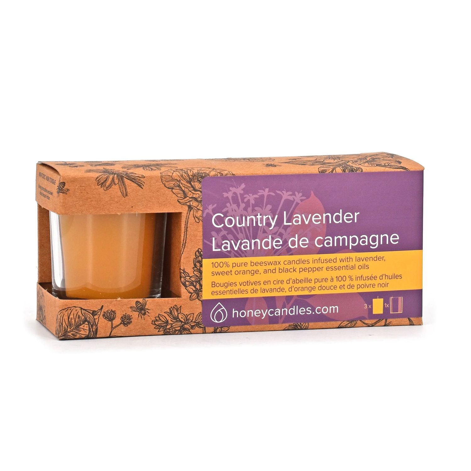 Beeswax Votive 3 Pack- Country Lavender