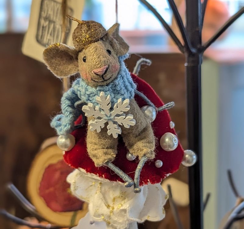 Mushroom Mouse Ornament #2