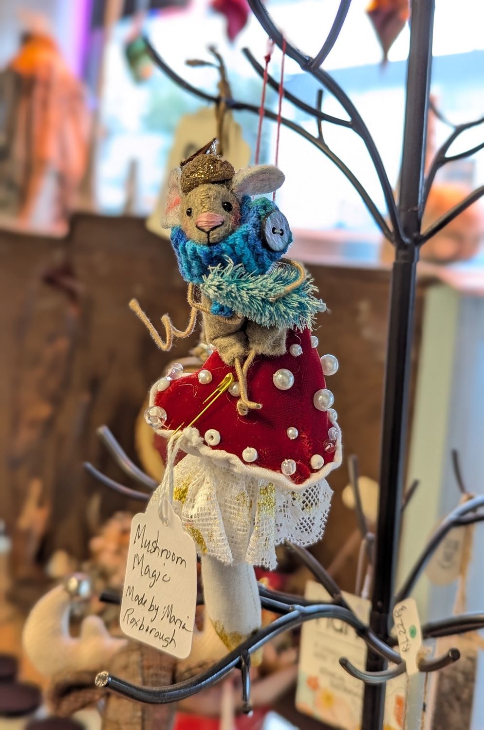 Mushroom Mouse Ornament #1