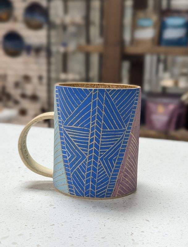 Pink, Blue, &amp; Green Aztec Mug
