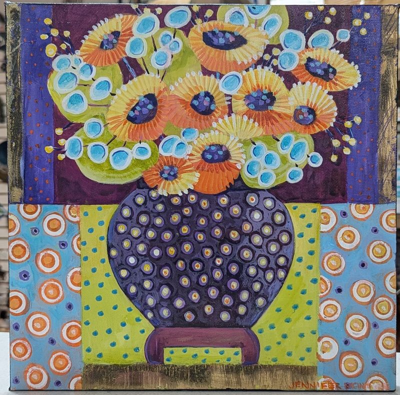 Orange and Yellow Acrylic on Canvas 12x12