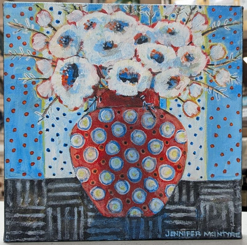 Red Vase Acrylic on Canvas 10x10