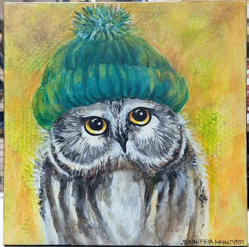 Owl 6 acrylic on Canvas 12x12