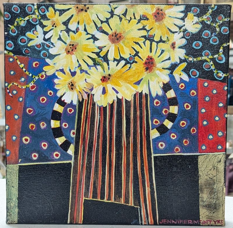 Daisies Acrylic on Canvas 10&quot; x 10&quot;