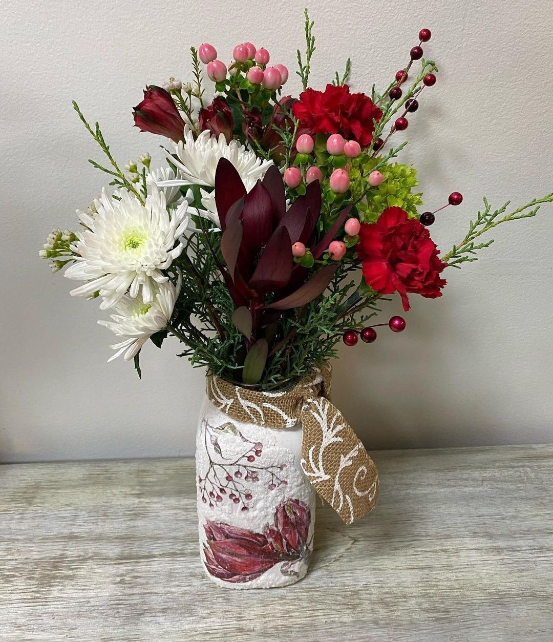 Winter Mason Jar Arrangement