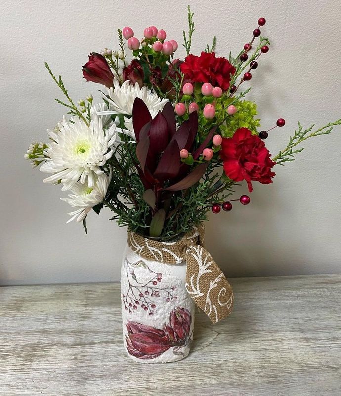 Winter Mason Jar Arrangement