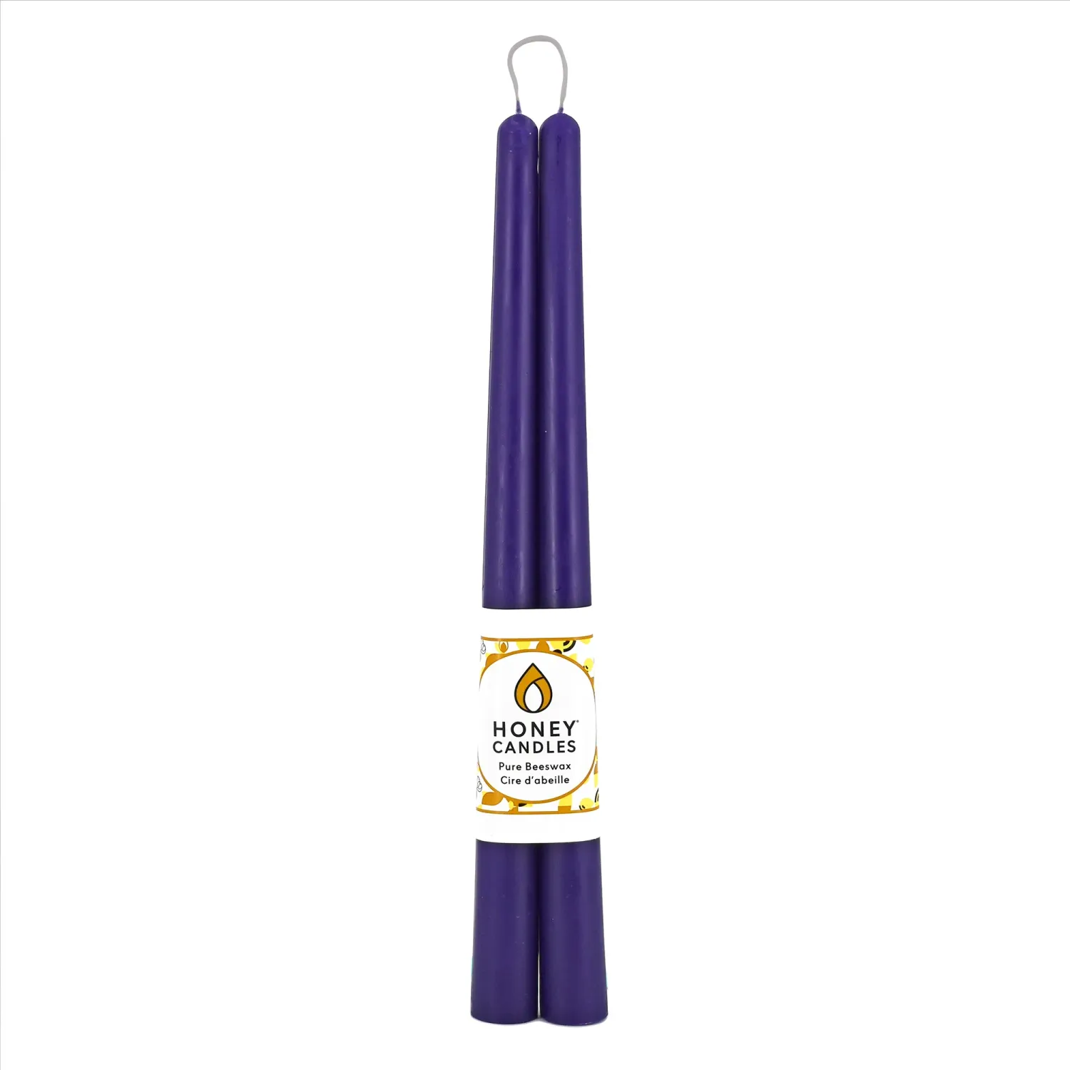 12" Violet Beeswax Taper Candle Pair