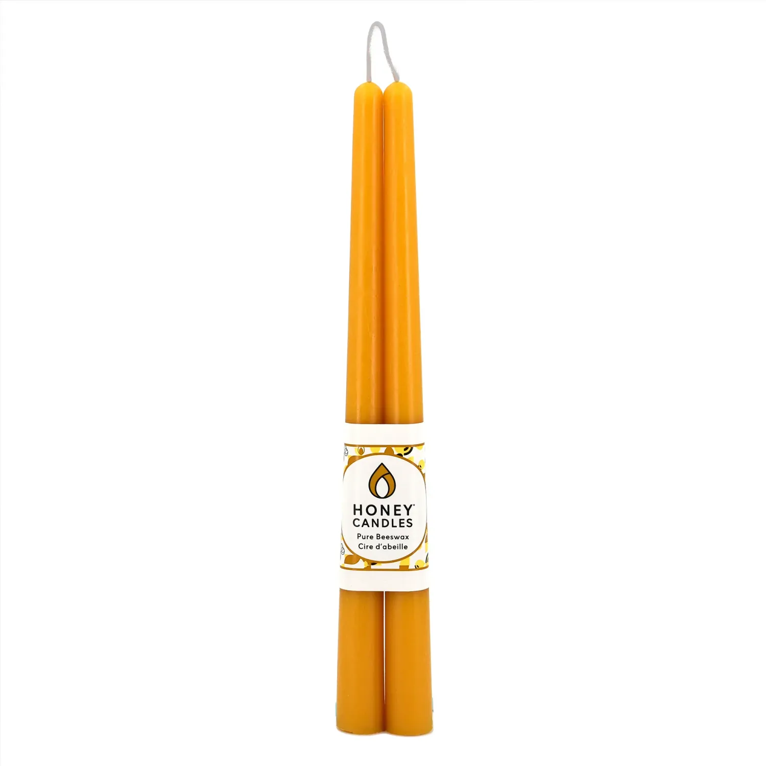 12" Natural Beeswax Taper Candle Pair