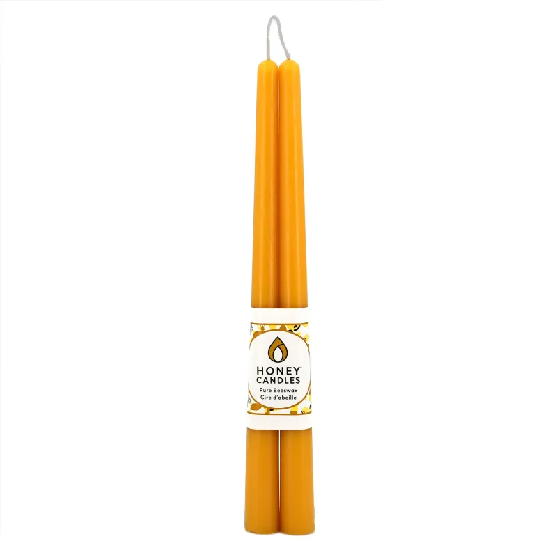 12" Natural Beeswax Taper Candle Pair