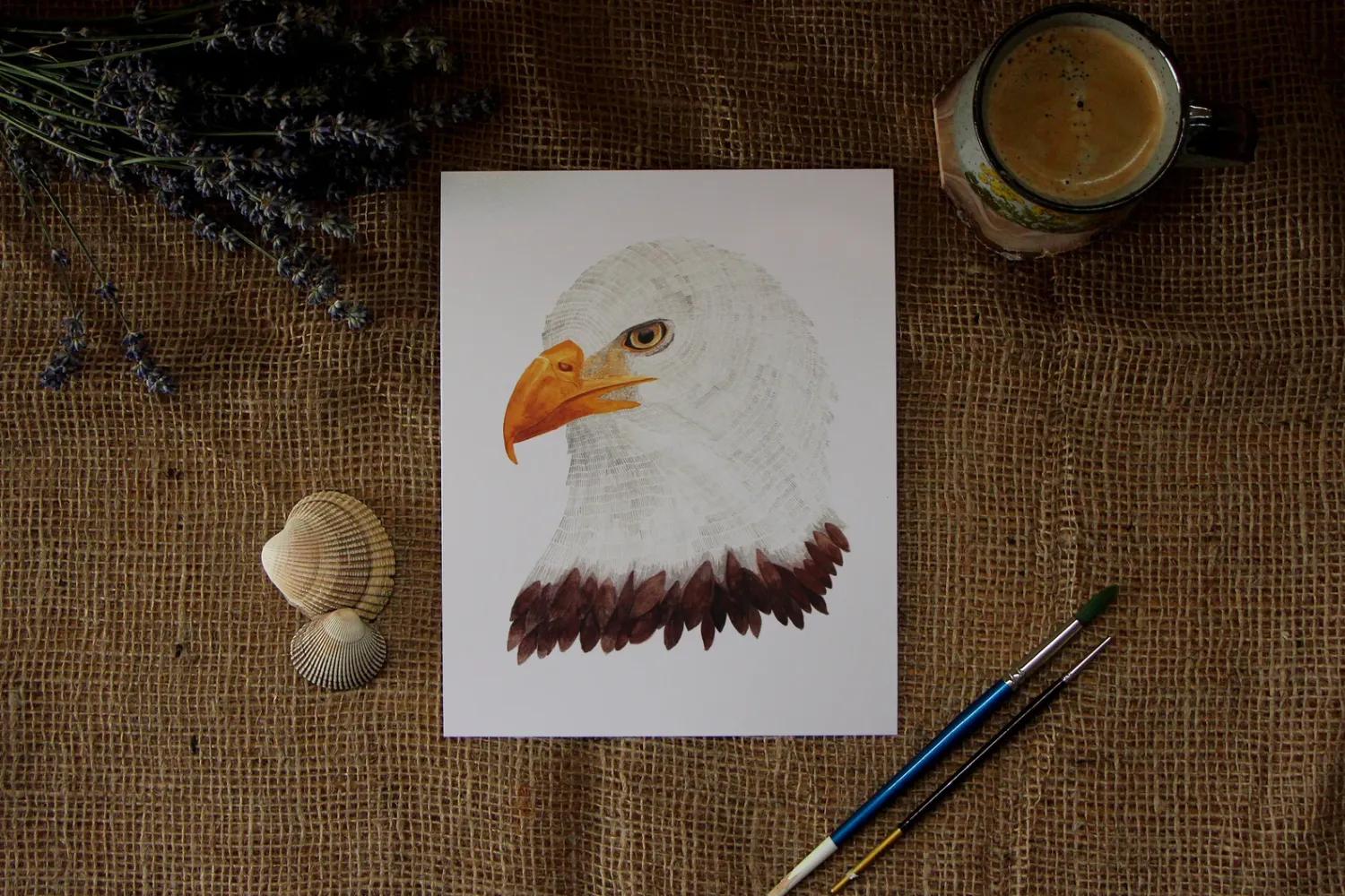 5 x 7 Bald Eagle Watercolour Print