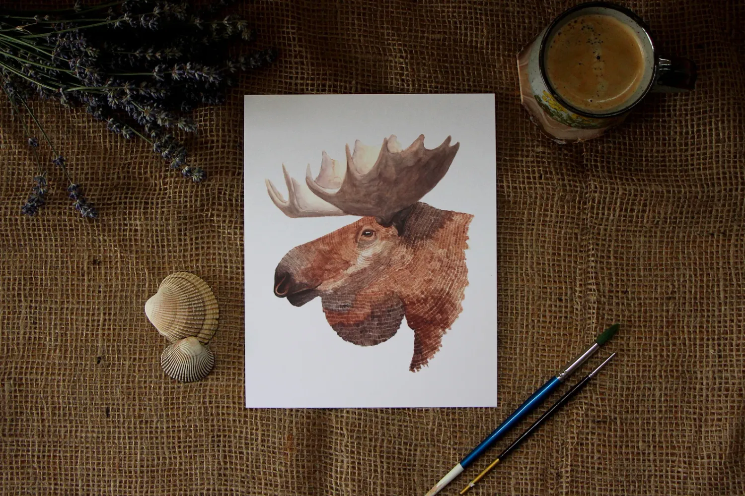 5 x 7 Moose Watercolour Print