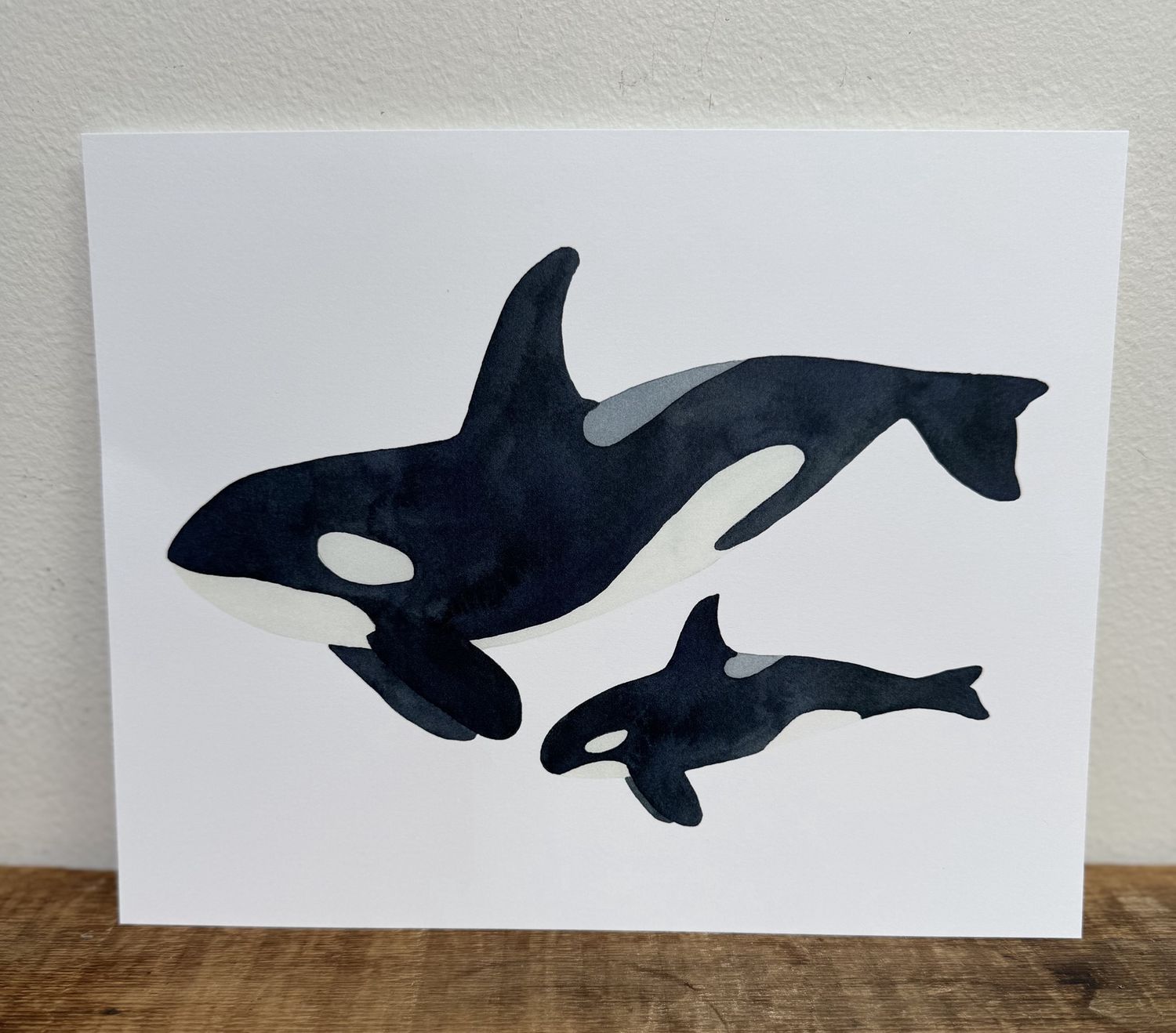 5 x 7 Orcas Watercolour Print