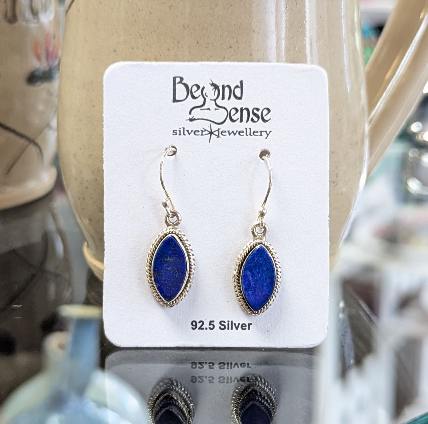 Lapis Rope Textured Sterling Silver Earrings