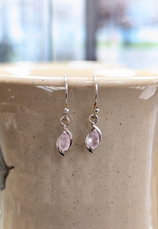 Faceted Rose Quartz Sterling SIlver Earrings