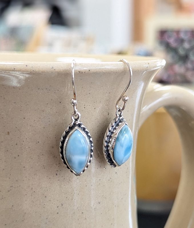 Larimar Boho Sterling Silver Earrings