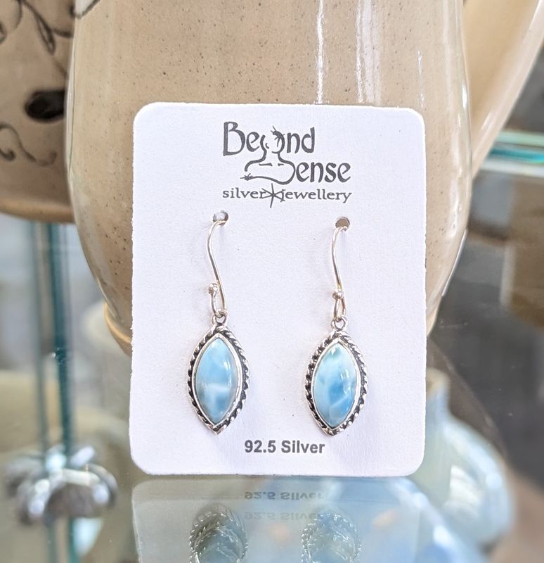 Larimar Boho Sterling Silver Earrings