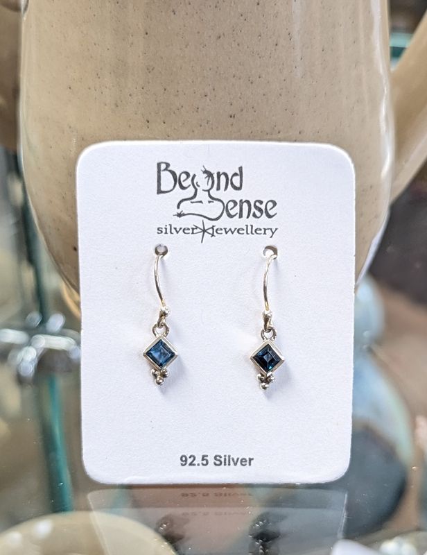 Blue Quartz Dot Trio Earrings