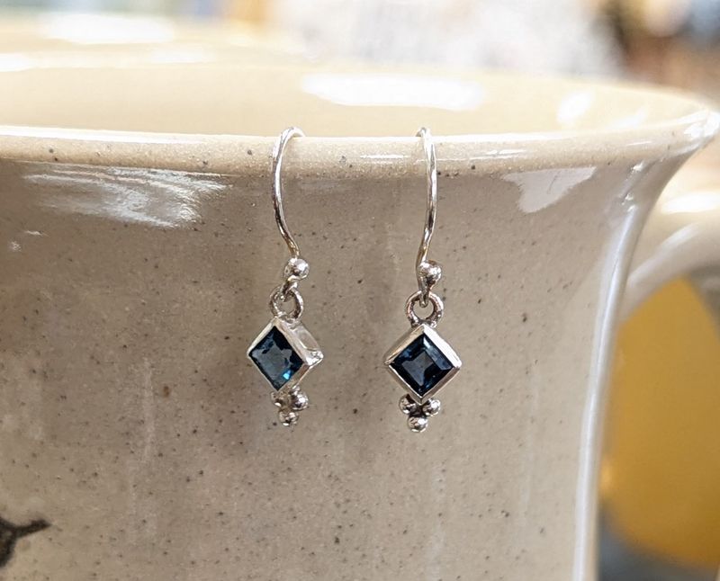 Blue Quartz Dot Trio Earrings