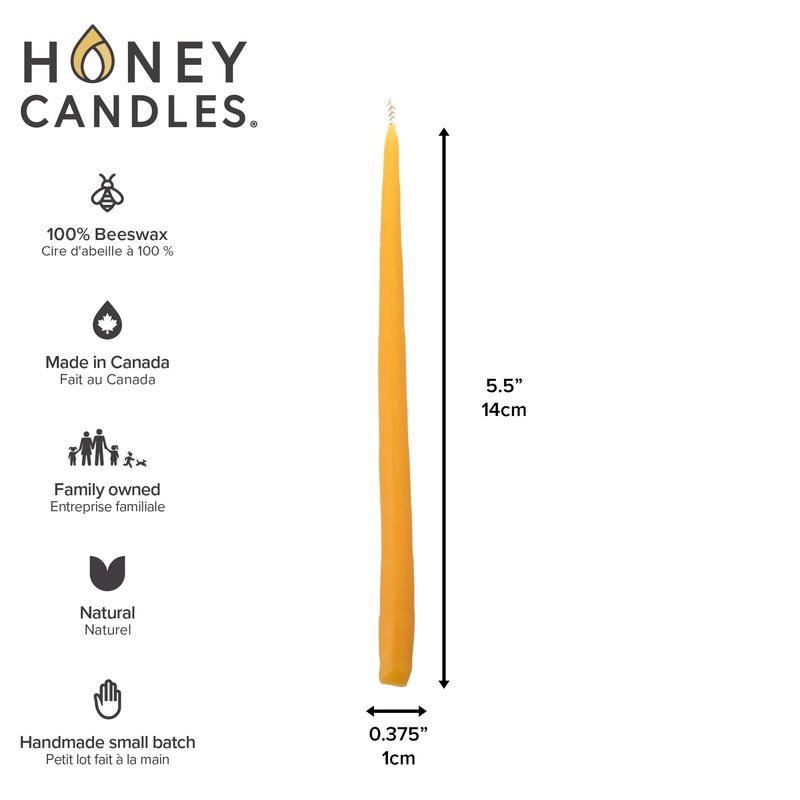7 Pack of 6" Natural Beeswax Thin Tapers