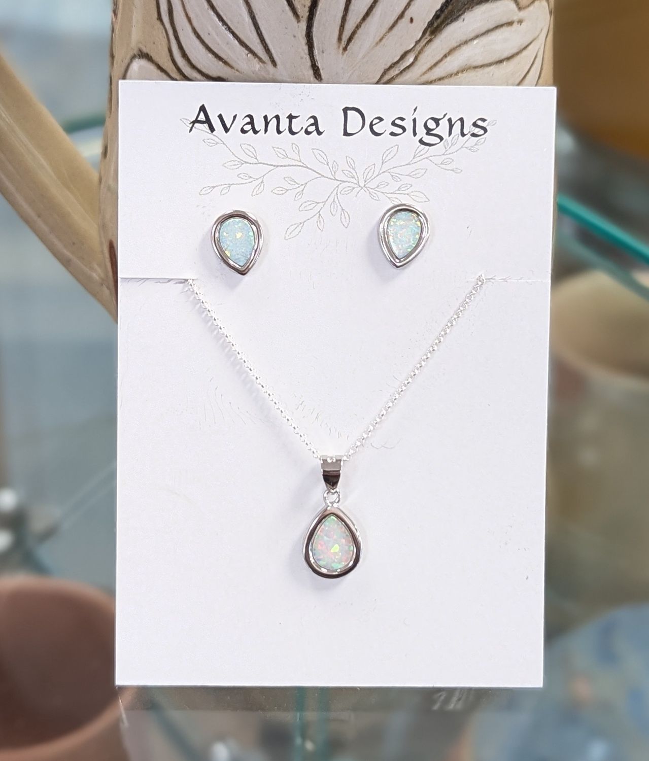 White Emulated Opal Set