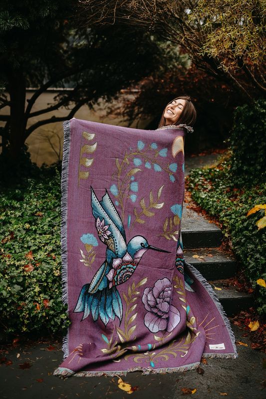 Hummingbird 100% Cotton Woven Blanket