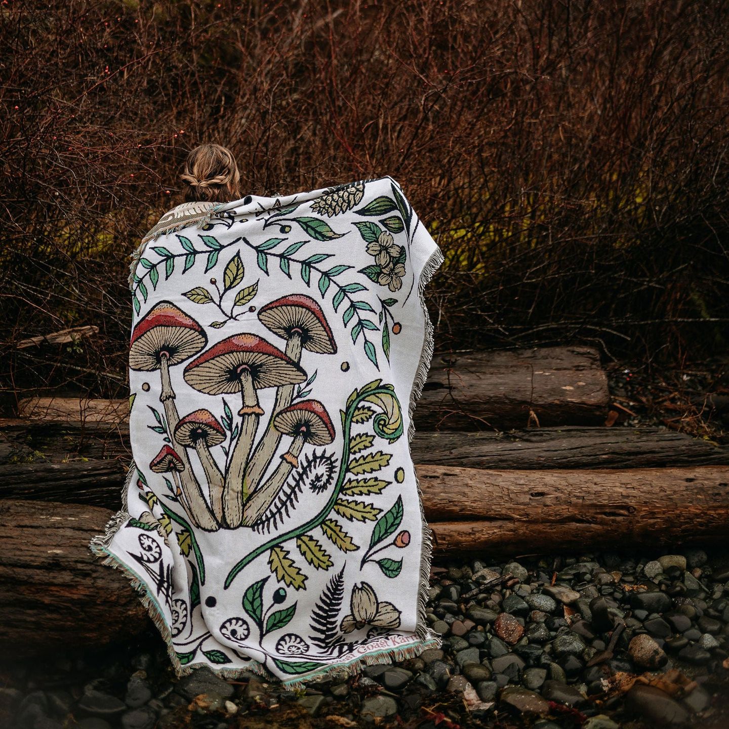 Cottage Mushroom 100% Cotton Woven Blanket