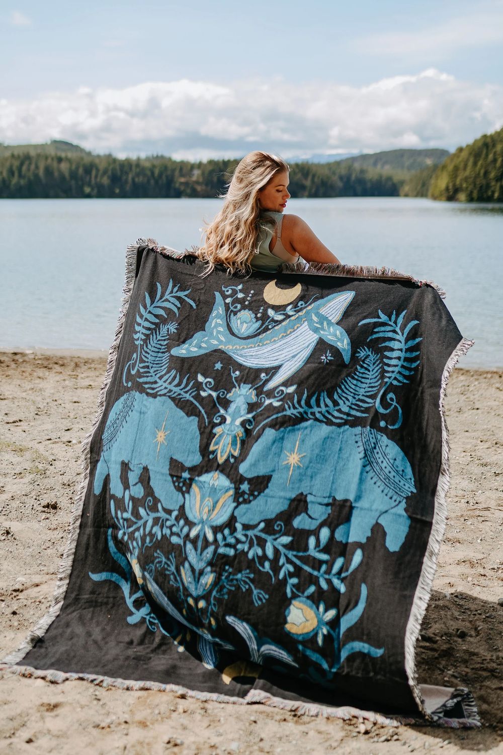 Cottage Bear 100% Cotton Woven Blanket