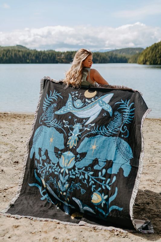 Cottage Bear 100% Cotton Woven Blanket