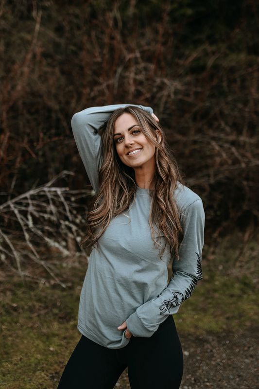 Mushroom Fern Unisex Long Sleeve Tee in Blue Storm