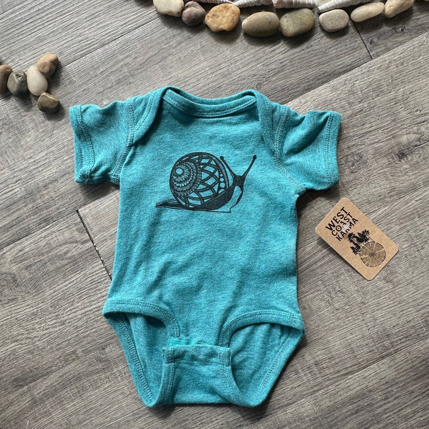Snail Baby Onesie in Heathered Green