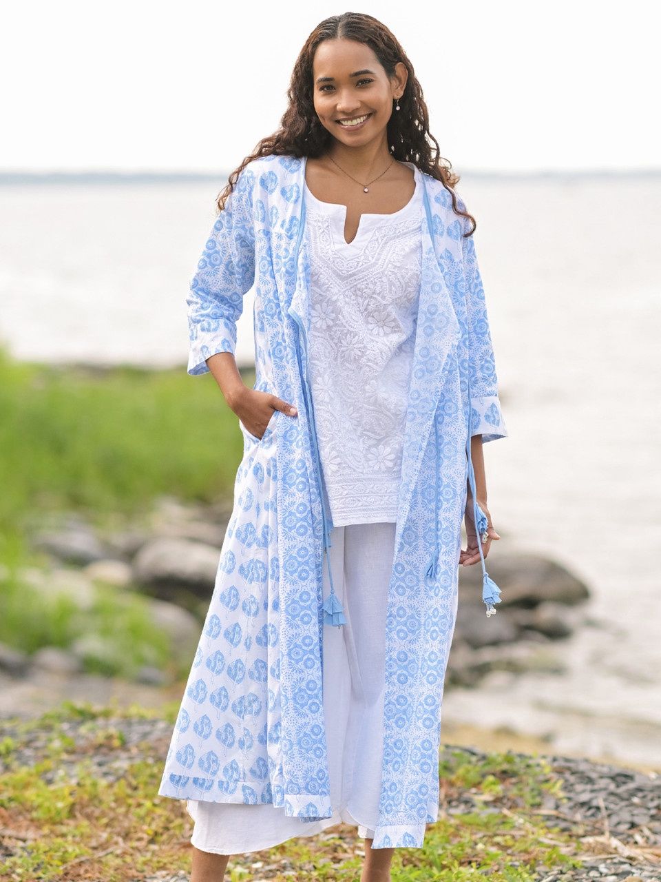 Darjeeling Wrap Jacket White Indigo