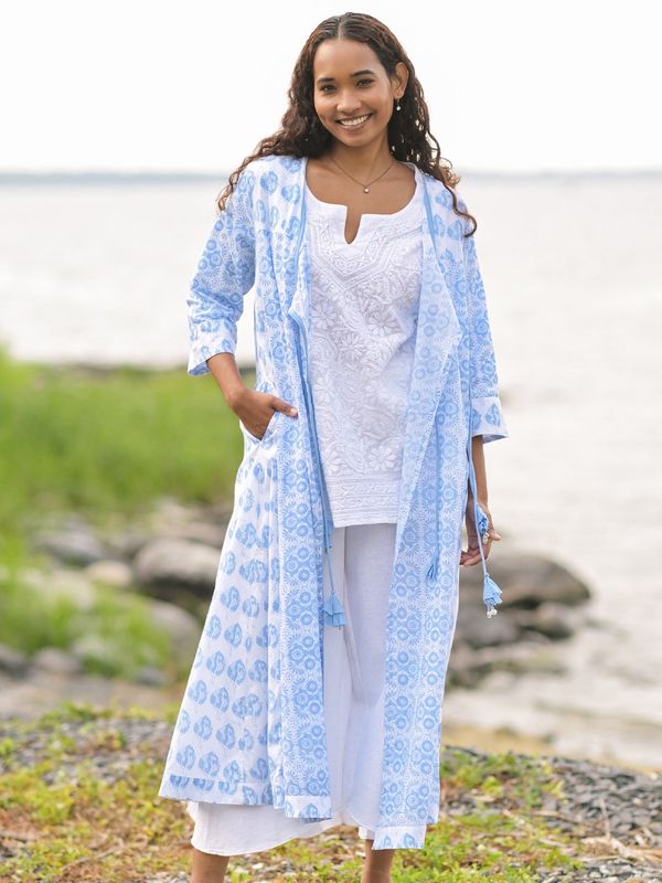 Darjeeling Wrap Jacket White Indigo