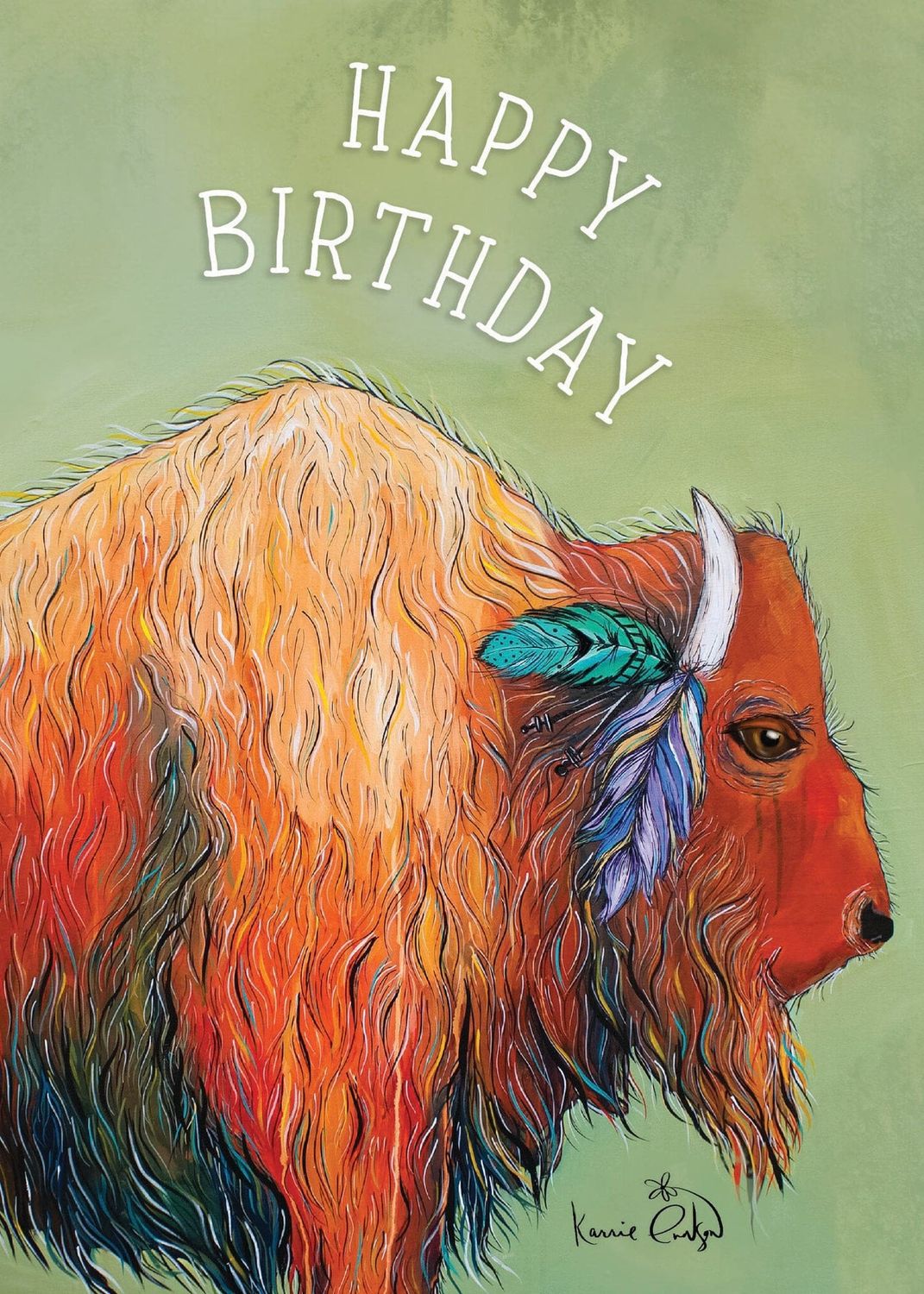 Buffalo on Green Background Card