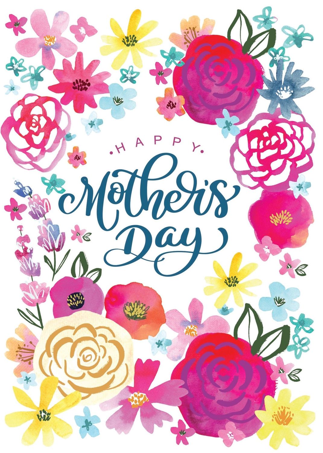 Pink watercolour Floral Card