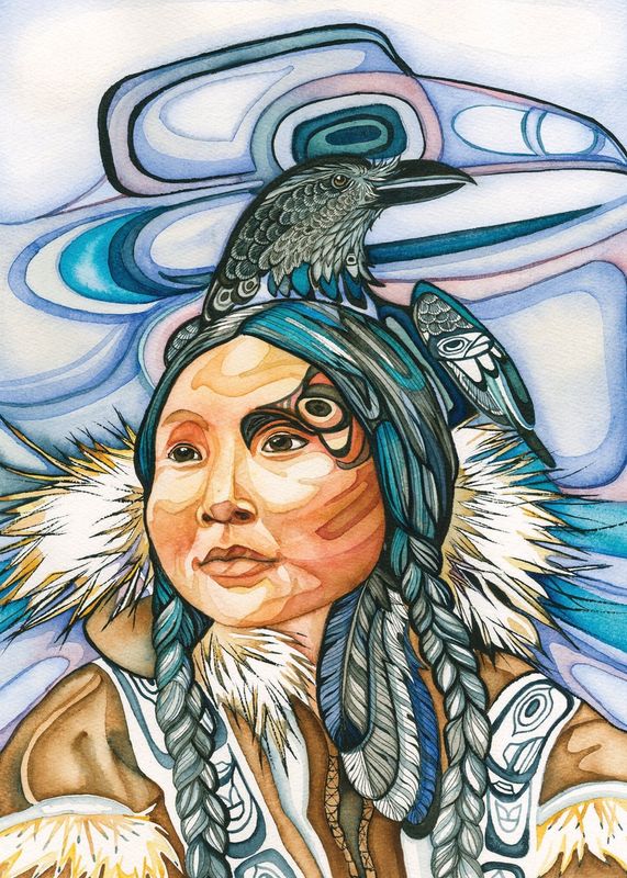 Woman With Crow Card