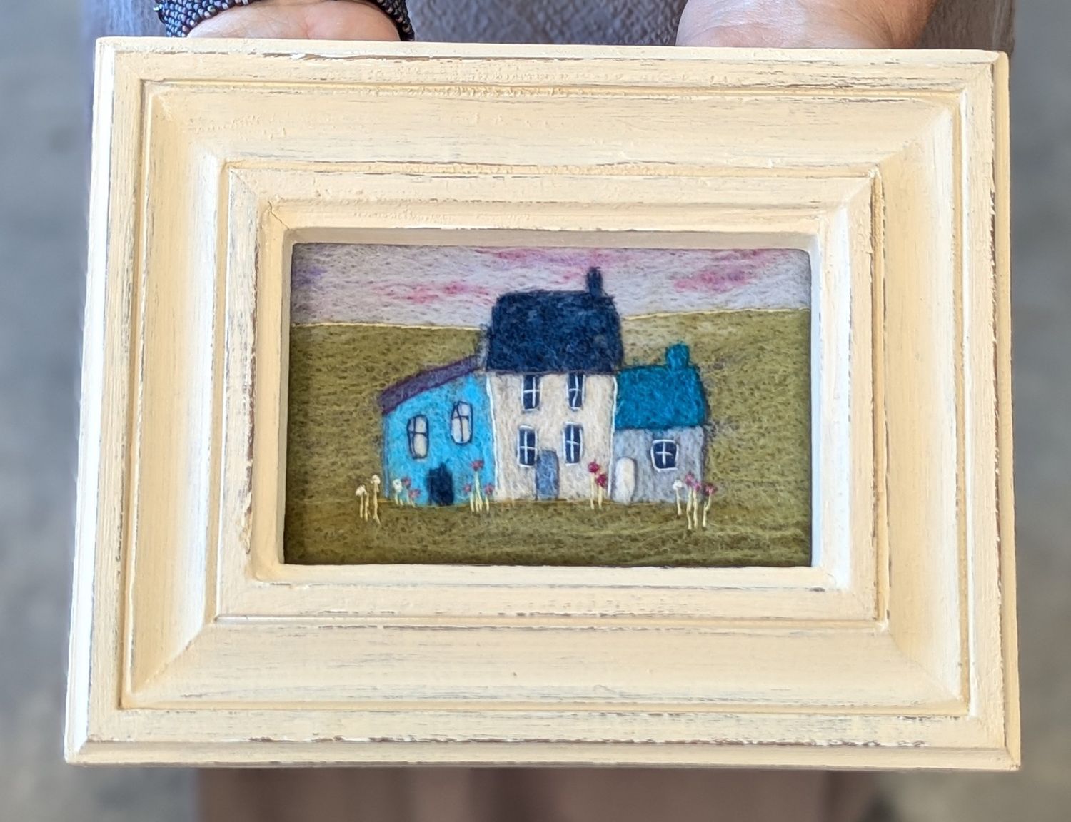 Blue Cottages Felted Frame