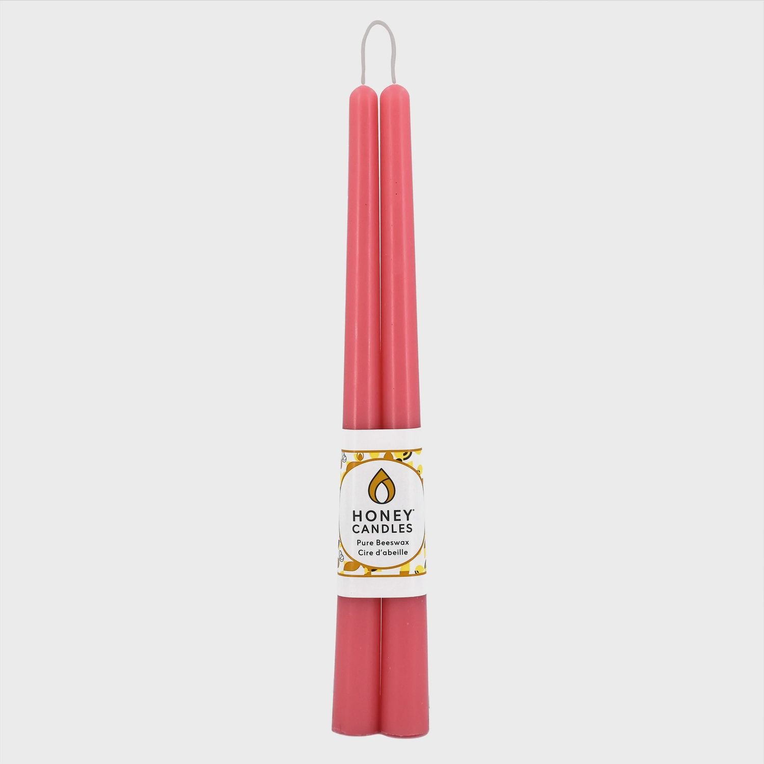 Pair of 12 Inch Paris Pink Beeswax Taper Candles