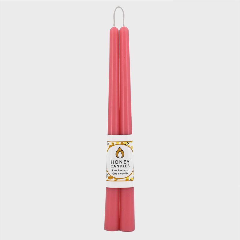 Pair of 12 Inch Paris Pink Beeswax Taper Candles